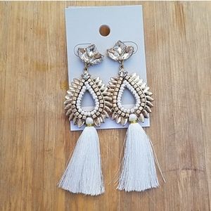 B.P. Nordstrom white and gold tassle earrings